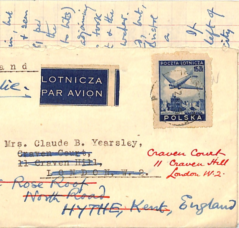 POLAND Cover 1947 Contents re WW2 DESTRUCTION OF WARSAW 1947 GB Kent Hythe WV115