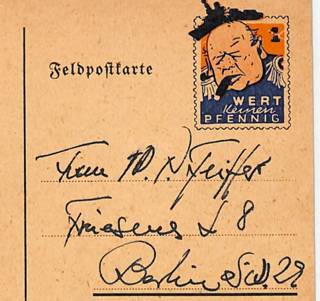 POLAND GERMANY OCC WW2 PROPAGANDA Card *CHURCHILL* CARICATURE Used 1943 WV185 - Image 5
