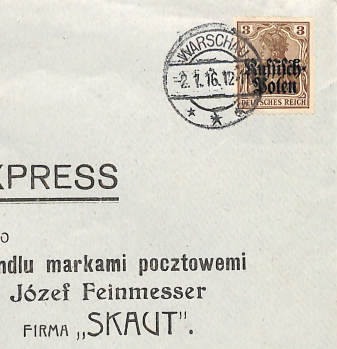 POLAND Germany Occ WW1 WARSAW LOCAL Cover *EXPRESS* 1916 MIXED FRANKING WK93 - Image 4