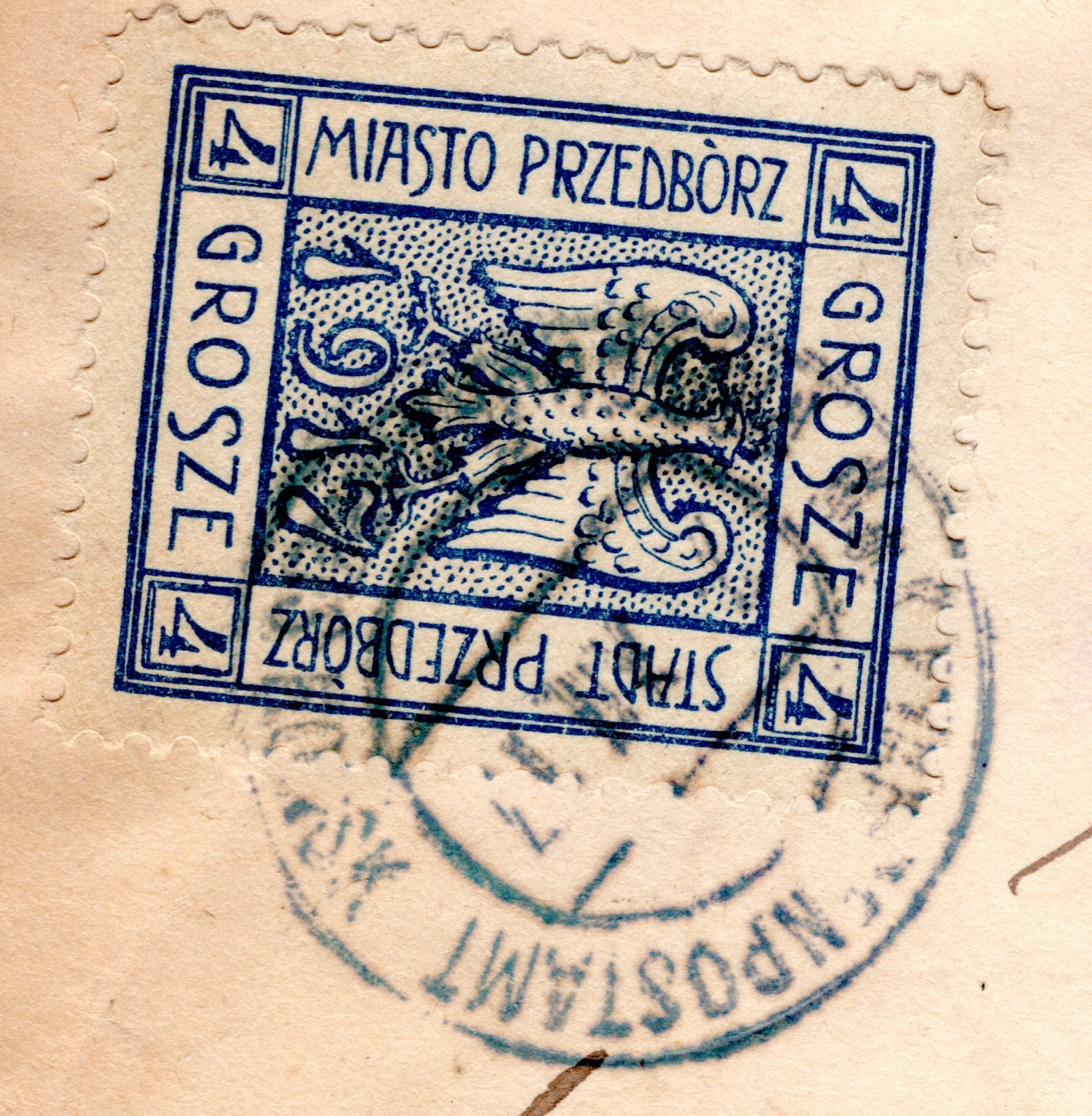 POLAND WW1 Cover *PRZEDBÓRZ* 4gr LOCAL German Occ MIXED FRANKING Overprint WG13 - Image 5