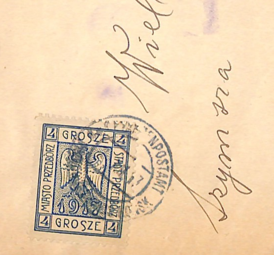 POLAND WW1 Cover *PRZEDBÓRZ* 4gr LOCAL German Occ MIXED FRANKING Overprint WG13 - Image 9