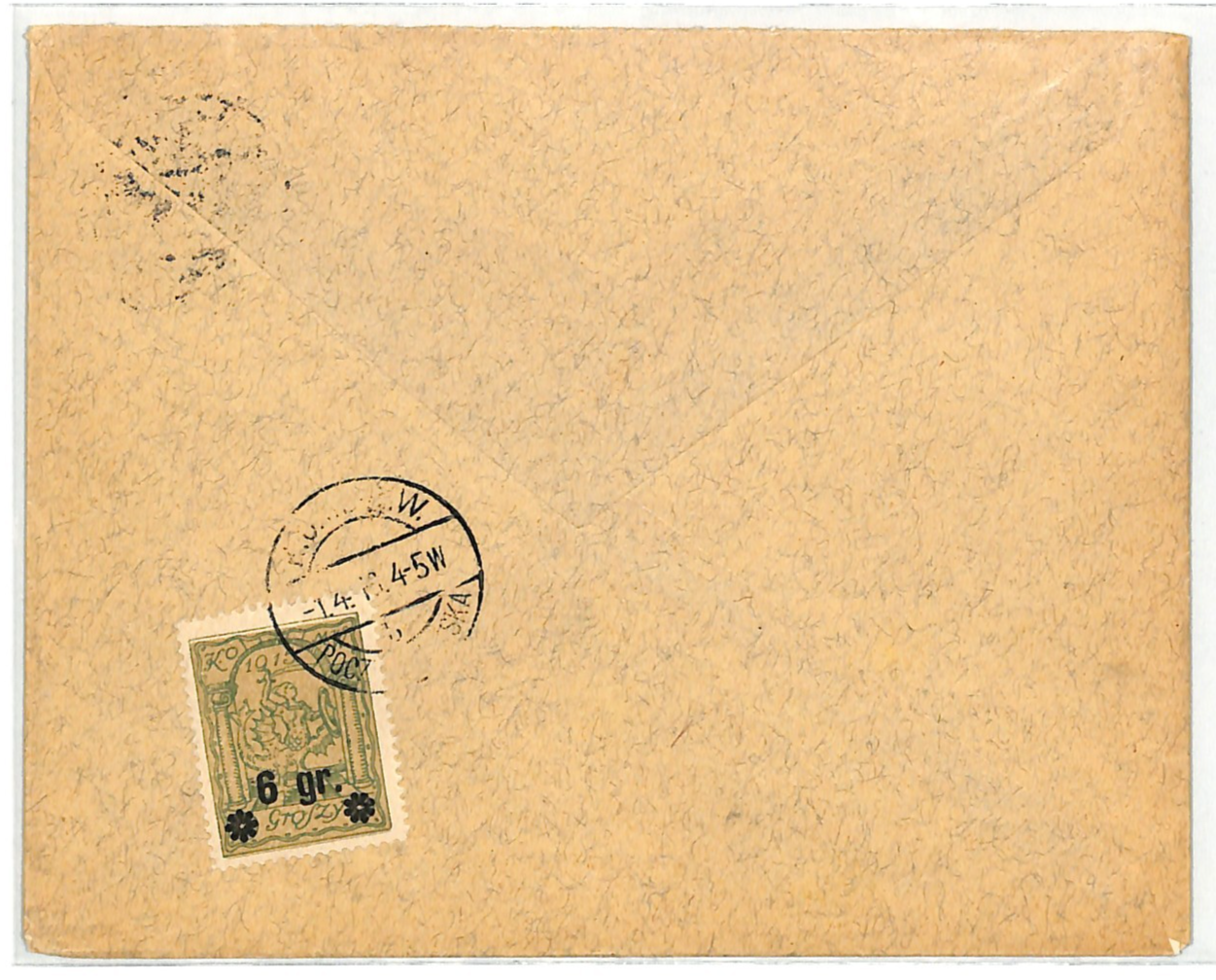 POLAND WW1 Germany Occ RUSSISCH POLEN *WARSAW LOCAL POST* 6gr Cover 1916 WV114 - Image 2