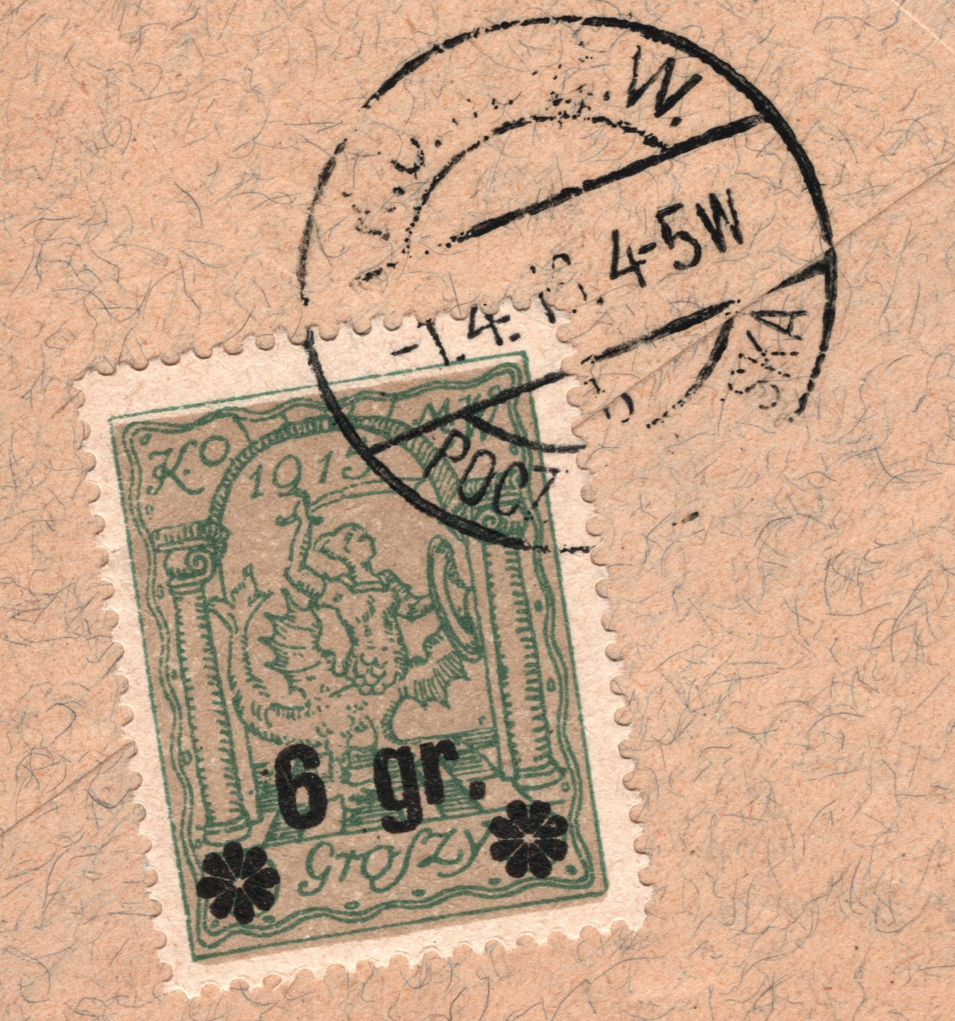 POLAND WW1 Germany Occ RUSSISCH POLEN *WARSAW LOCAL POST* 6gr Cover 1916 WV114
