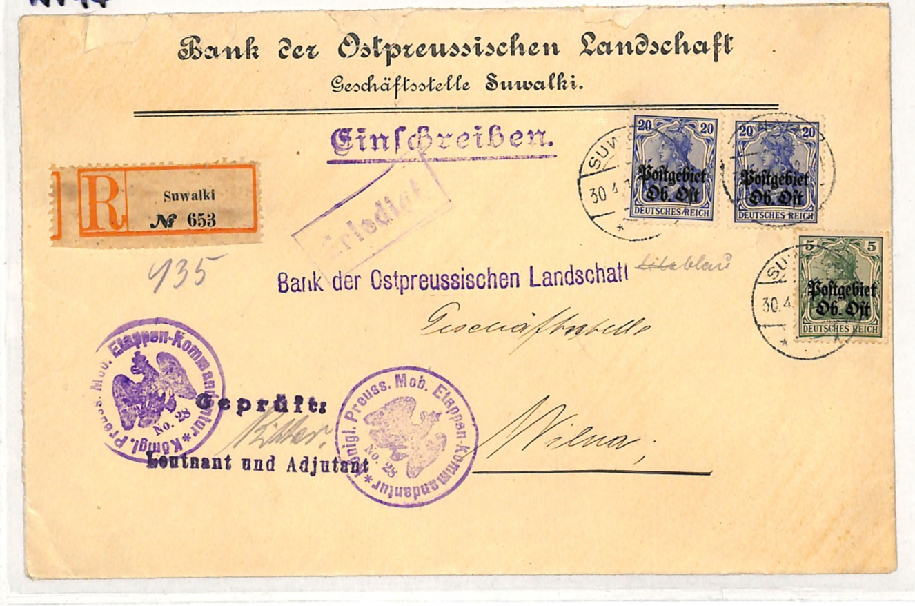 POLAND WW1 *OB OST* (RUSSIA) Germany Occupation Cover *SUWAŁKI* Reg 1918 WV94 - Image 2