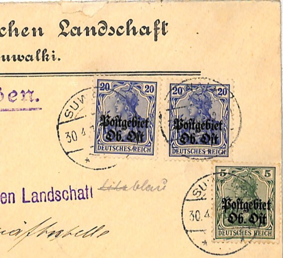 POLAND WW1 *OB OST* (RUSSIA) Germany Occupation Cover *SUWAŁKI* Reg 1918 WV94 - Image 5