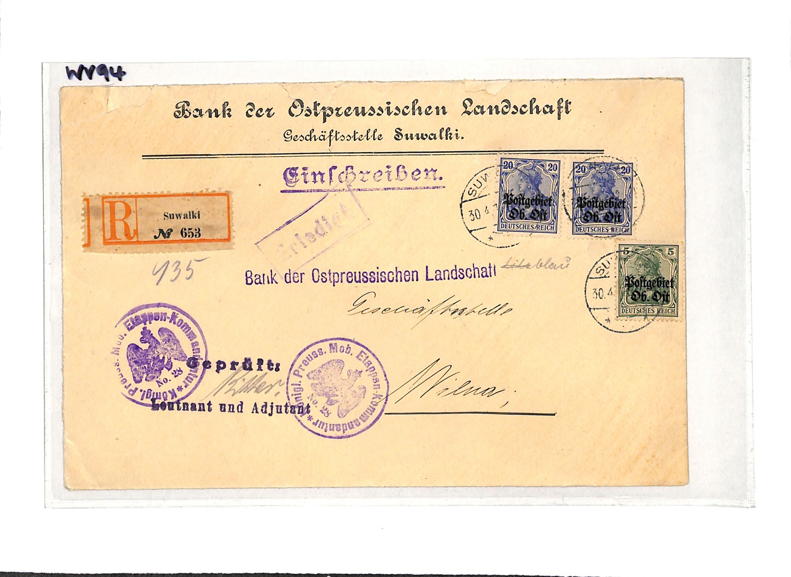 POLAND WW1 *OB OST* (RUSSIA) Germany Occupation Cover *SUWAŁKI* Reg 1918 WV94 - Image 6