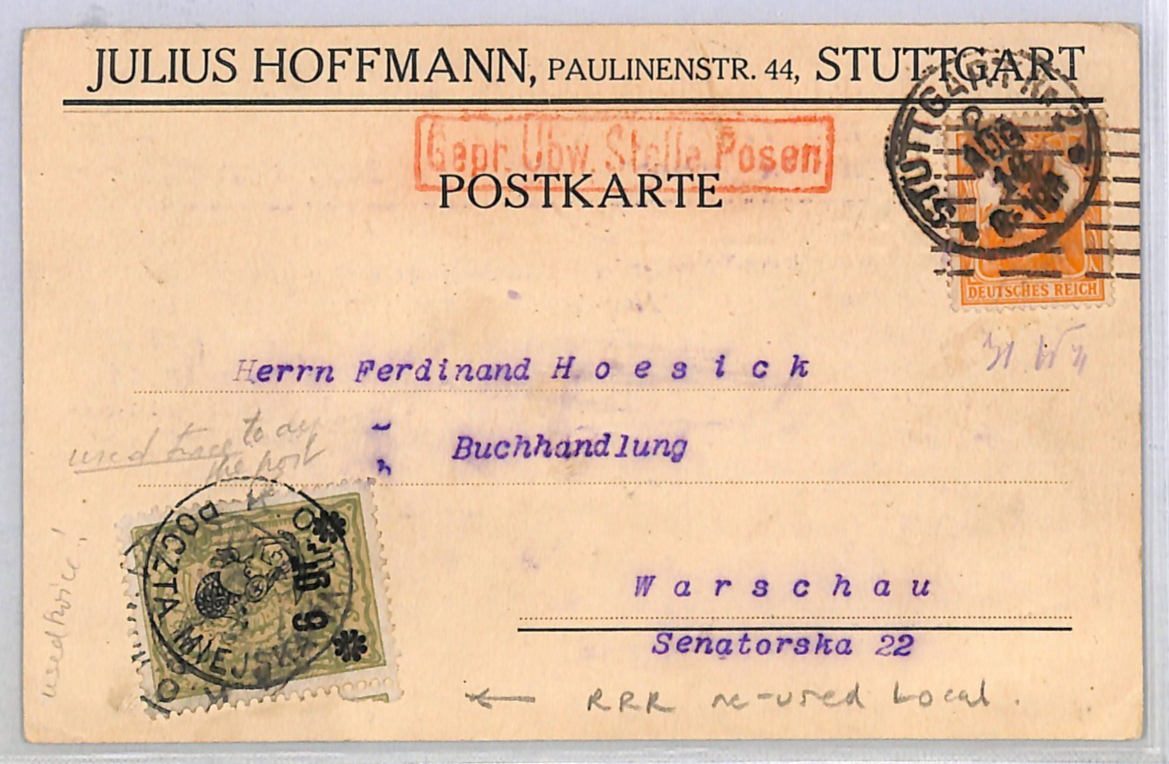 POLAND WW1 Rare *RE-USED* WARSAW LOCAL Stamp 1916 Postcard NO CHARGE !! WK85 - Image 4