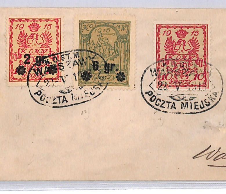 POLAND WW1 WARSAW LOCALS*{3} Cover POCZTA MIEJSKA WARSZAWA 1916 Germany Occ WK84