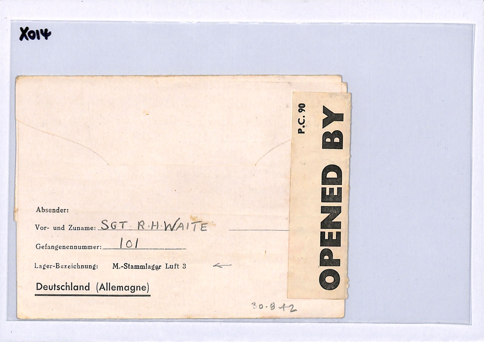 POLAND WW2 Cover POW *STALAG LUFT 3* Imprint Lettersheet 1942 Surrey {Waite}XO14 - Image 4