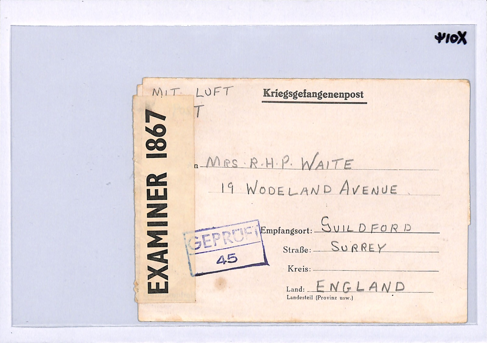 POLAND WW2 Cover POW *STALAG LUFT 3* Imprint Lettersheet 1942 Surrey {Waite}XO14 - Image 5