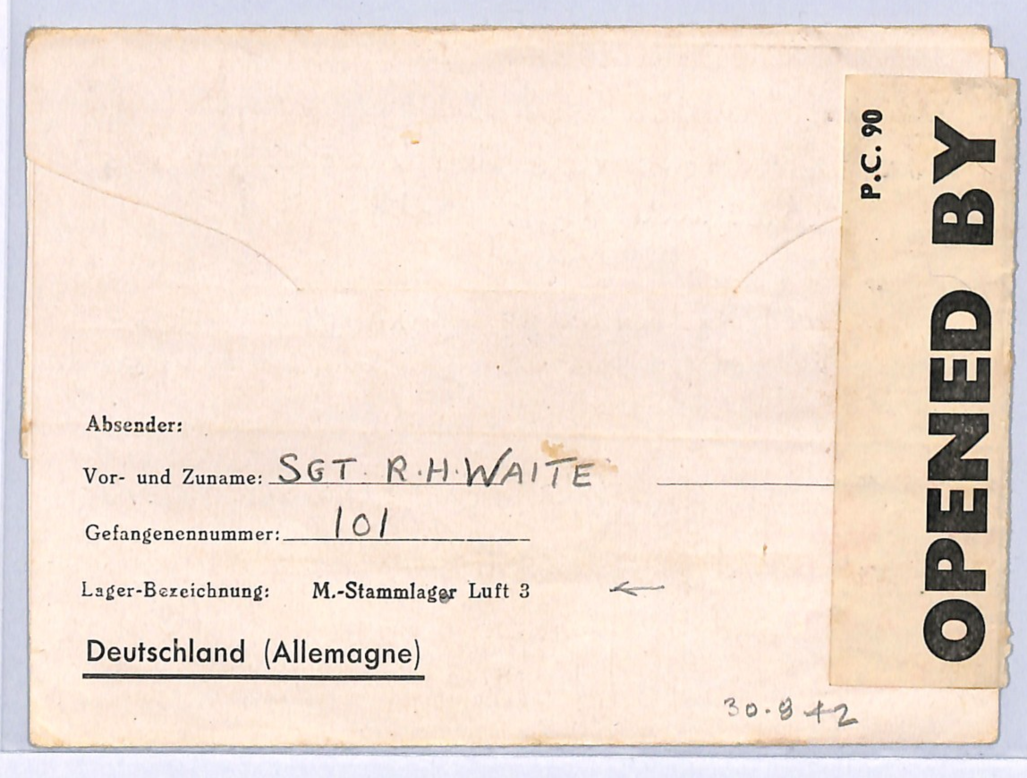 POLAND WW2 Cover POW *STALAG LUFT 3* Imprint Lettersheet 1942 Surrey {Waite}XO14