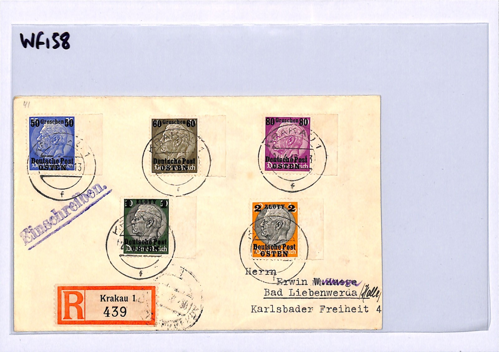 POLAND WW2 GERMANY OCCUPATION Cover Kraków Reg *OSTEN* 1940 Overprints WF158 - Image 8