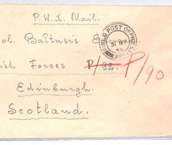 POLAND WW2 POW (Germany) Cover POLISH FORCES Scotland *UNDERCOVER ADDRESS* YK347