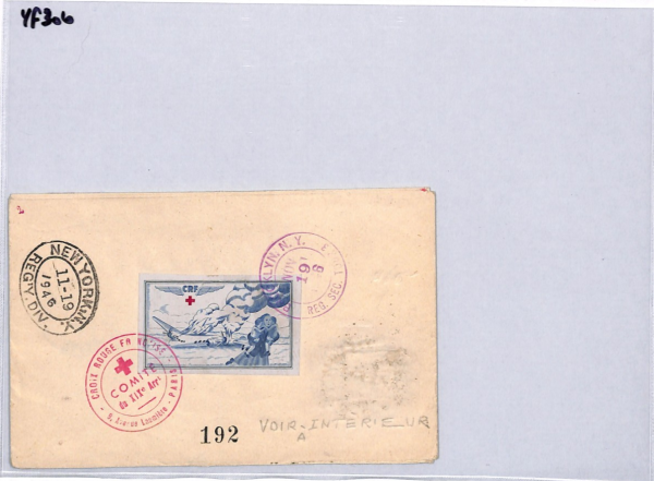 RED CROSS USA Cover CRF French *CRASH LABEL* Air Mail 1946 Belgium YF306 - Image 11
