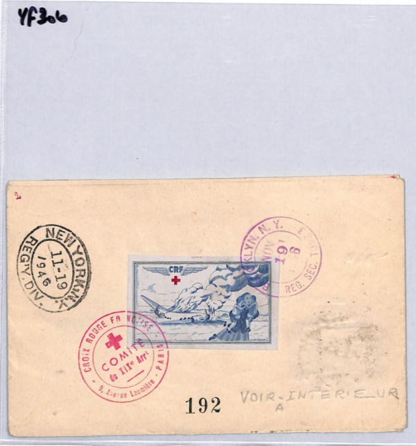 RED CROSS USA Cover CRF French *CRASH LABEL* Air Mail 1946 Belgium YF306 - Image 9