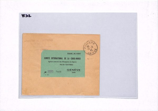 RED CROSS WW2 Cover *POW AGENCY FREE POST  LABEL* Pamiers 1942 CDS Geneva YF312 - Image 9