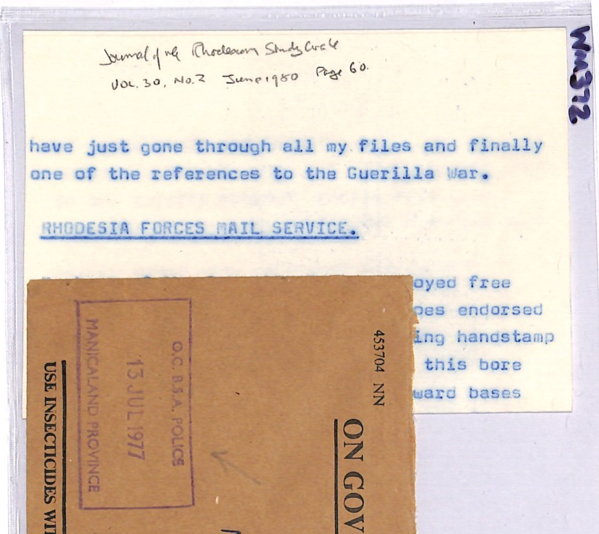 RHODESIA Cover 1977 GUERILLA WAR Official *BSAP POLICE* MANICALAND Dated WM372 - Image 5