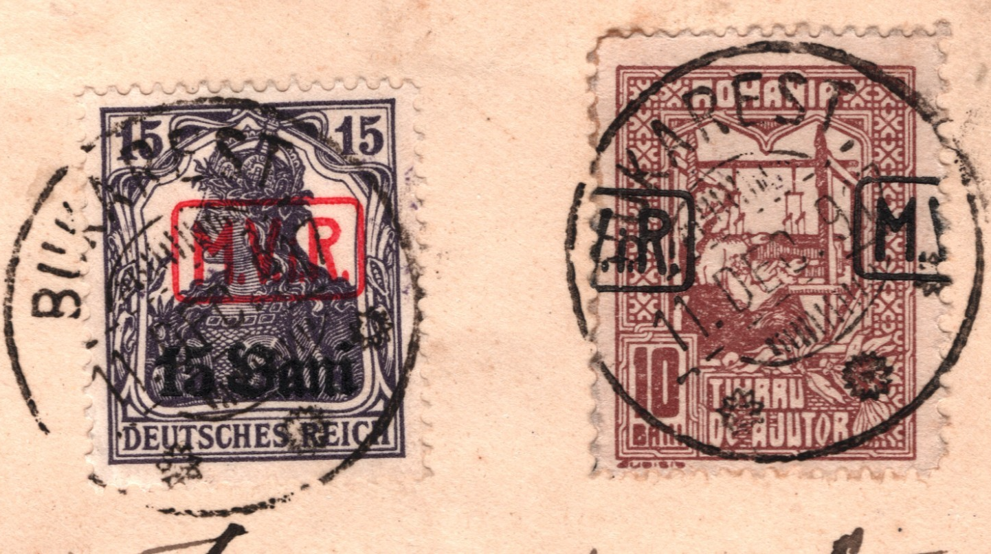 ROMANIA Cover WW1 Germany Occ 1917 *ERROR OVERPRINT* MViR Shift TAX Stamp WV22 - Image 6