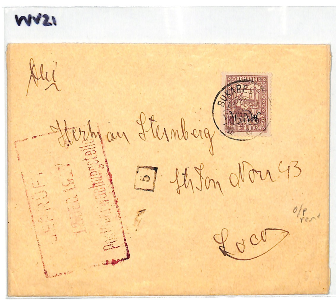 ROMANIA Cover WW1 Germany Occ ERROR *INVERTED OVERPRINT* MViR TAX Stamp WV21 - Image 6