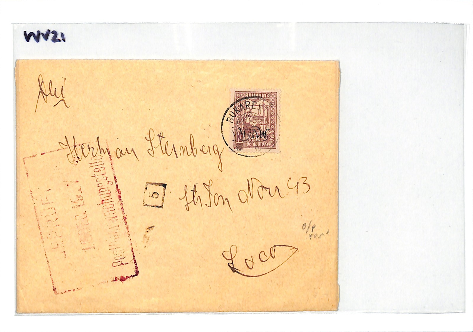 ROMANIA Cover WW1 Germany Occ ERROR *INVERTED OVERPRINT* MViR TAX Stamp WV21 - Image 8