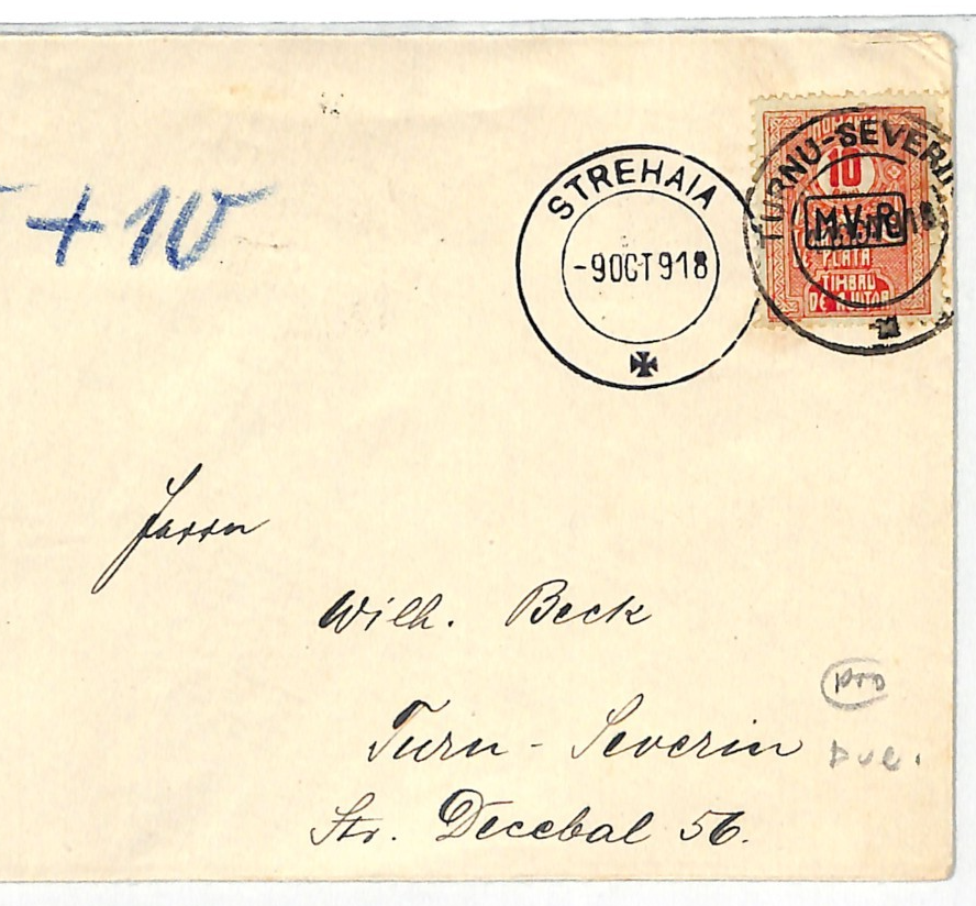 ROMANIA Cover WW1 Germany Occ MViR 30b *POSTAGE DUE* Severin 1918 Strehaia WV23 - Image 8