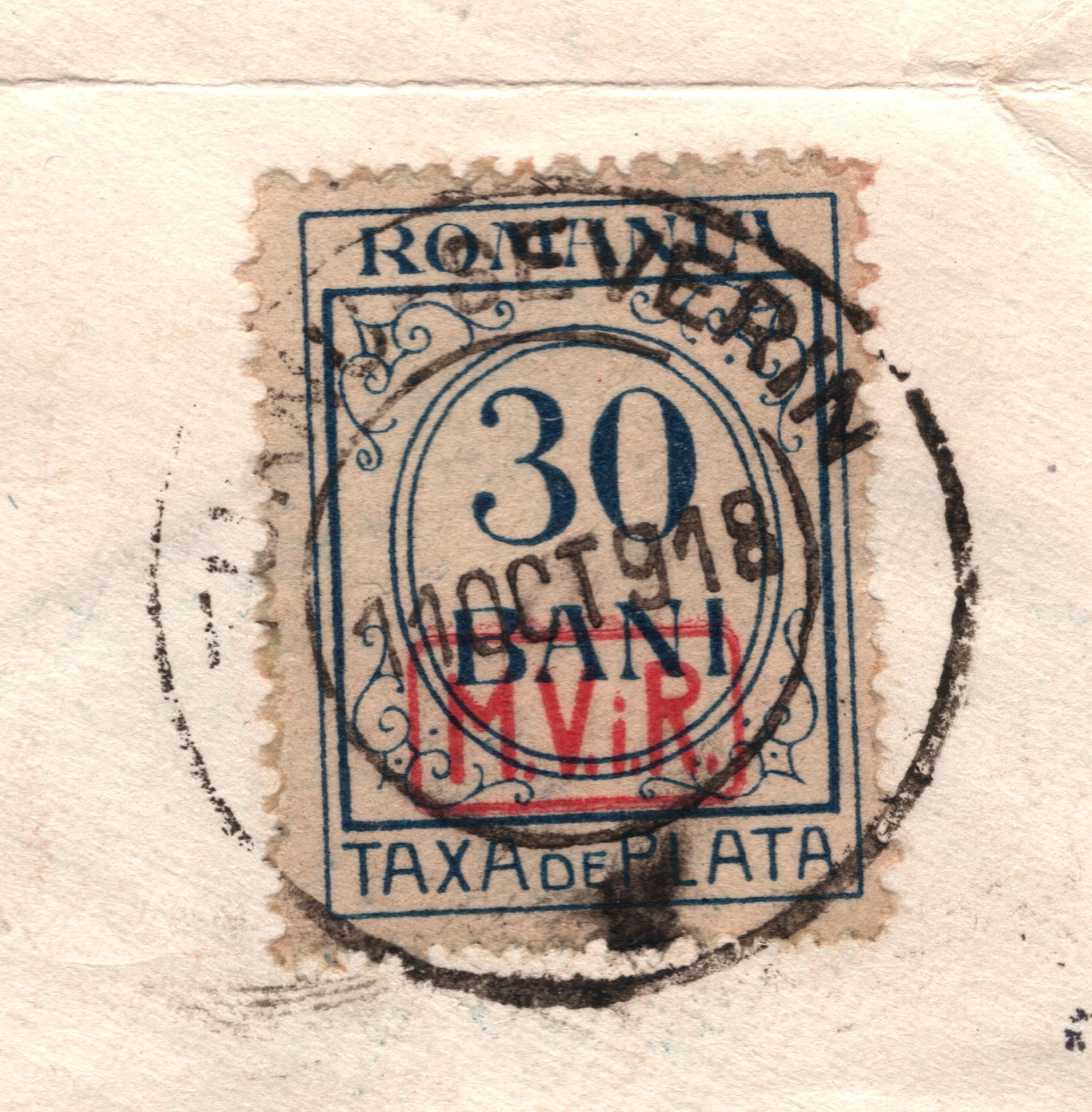 ROMANIA Cover WW1 Germany Occ MViR 30b *POSTAGE DUE* Severin 1918 Strehaia WV23 - Image 4