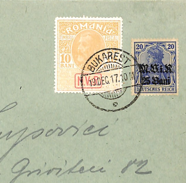ROMANIA WW1 Cover GERMANY OCCUPATION Mixed Franking *MViR* Postal Tax 1917 WV3 - Image 2
