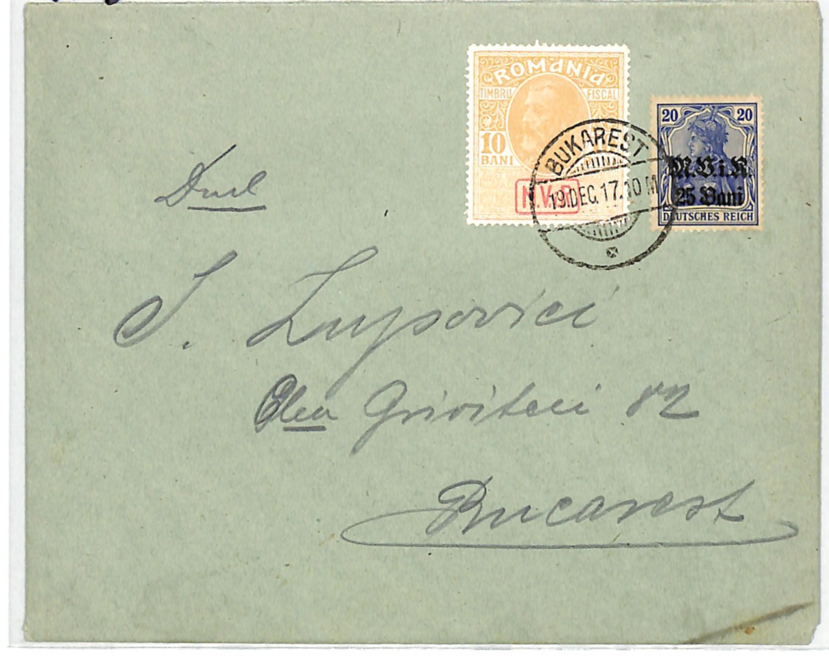 ROMANIA WW1 Cover GERMANY OCCUPATION Mixed Franking *MViR* Postal Tax 1917 WV3 - Image 3