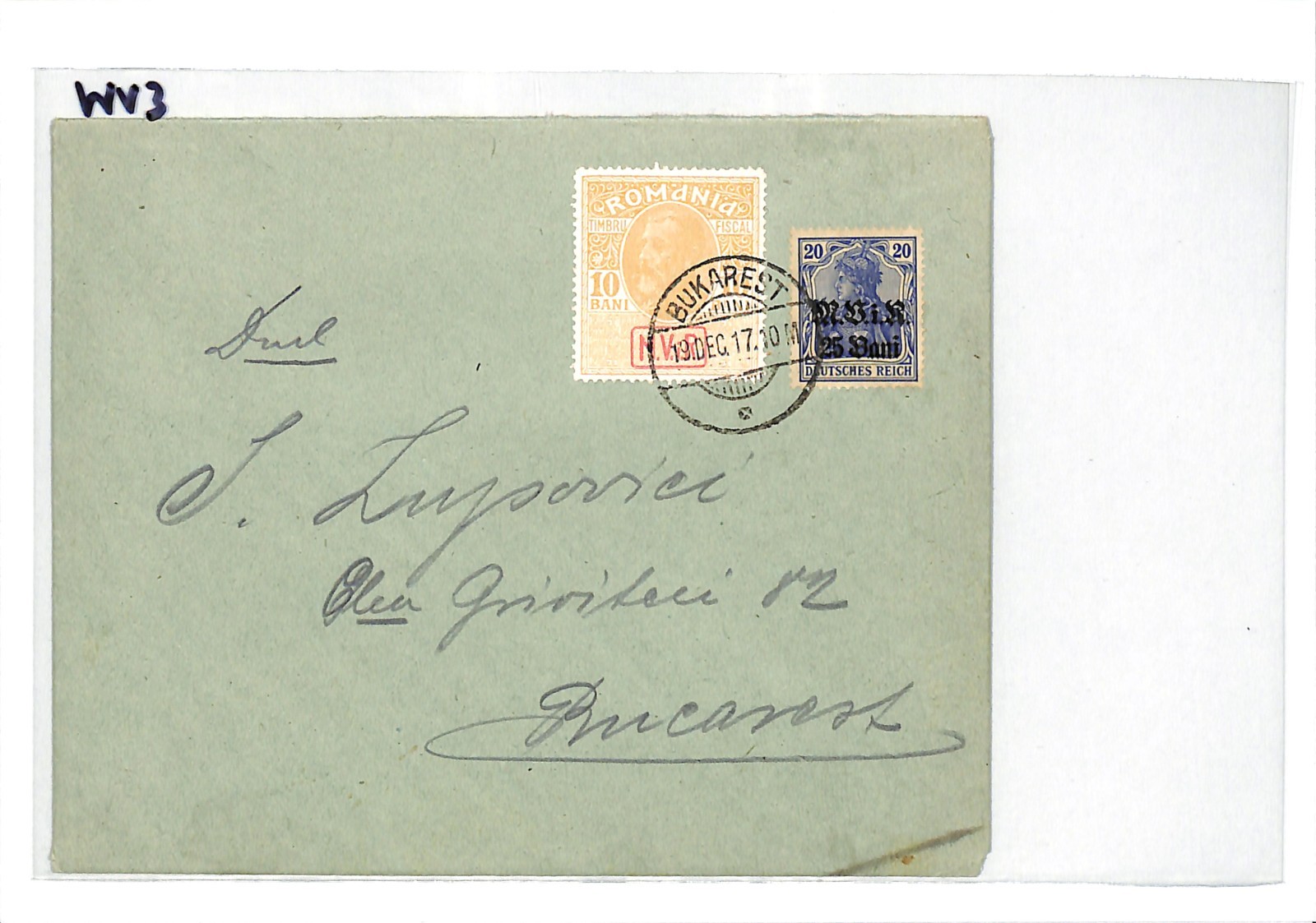 ROMANIA WW1 Cover GERMANY OCCUPATION Mixed Franking *MViR* Postal Tax 1917 WV3 - Image 6