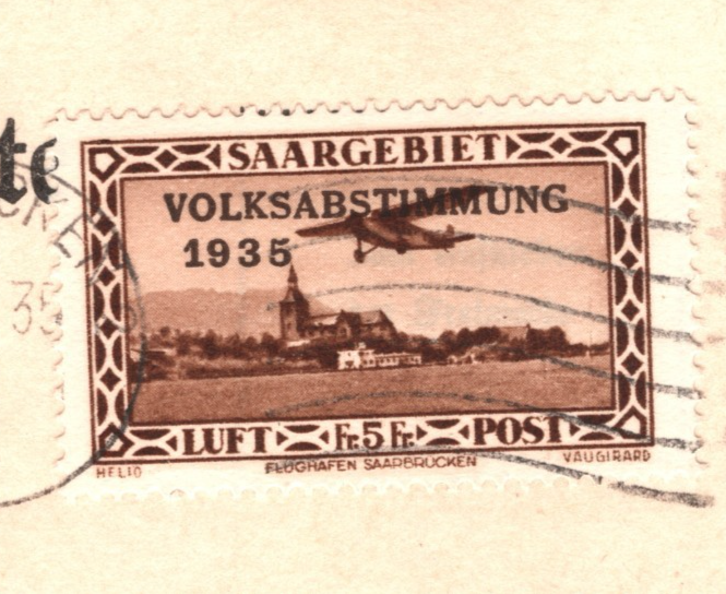SAAR Card VOLKSABSTIMMUNG Overprint 1935 5F High Value SAARGEBIET XM82 - Image 6