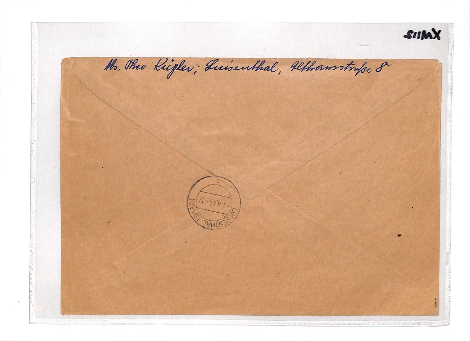 SAAR Cover 50F/1M High Value 1947 *SURCHARGES*{6} Luisenthal Reg 1948 XM112 - Image 7