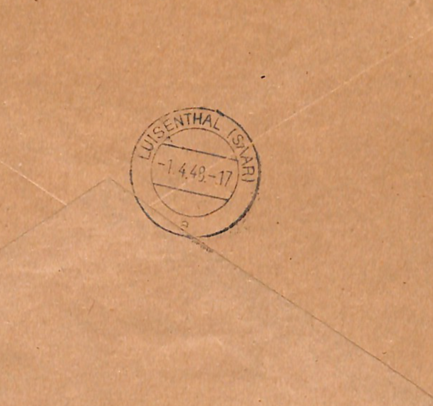 SAAR Cover 50F/1M High Value 1947 *SURCHARGES*{6} Luisenthal Reg 1948 XM112 - Image 10
