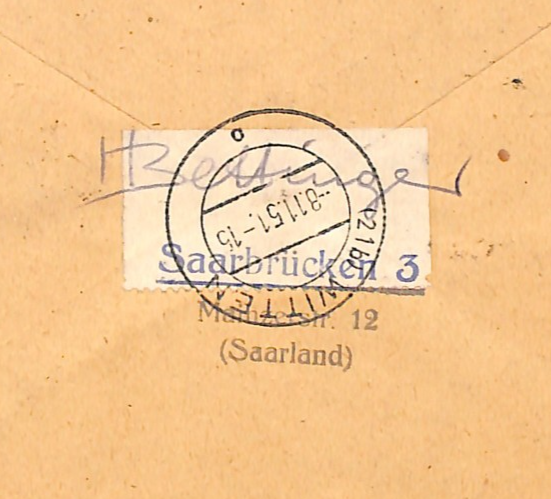 SAAR Cover *VOLKSHILFE* 1951 Registered Set{5} Used Saarbrücken {samwells}XM60 - Image 3