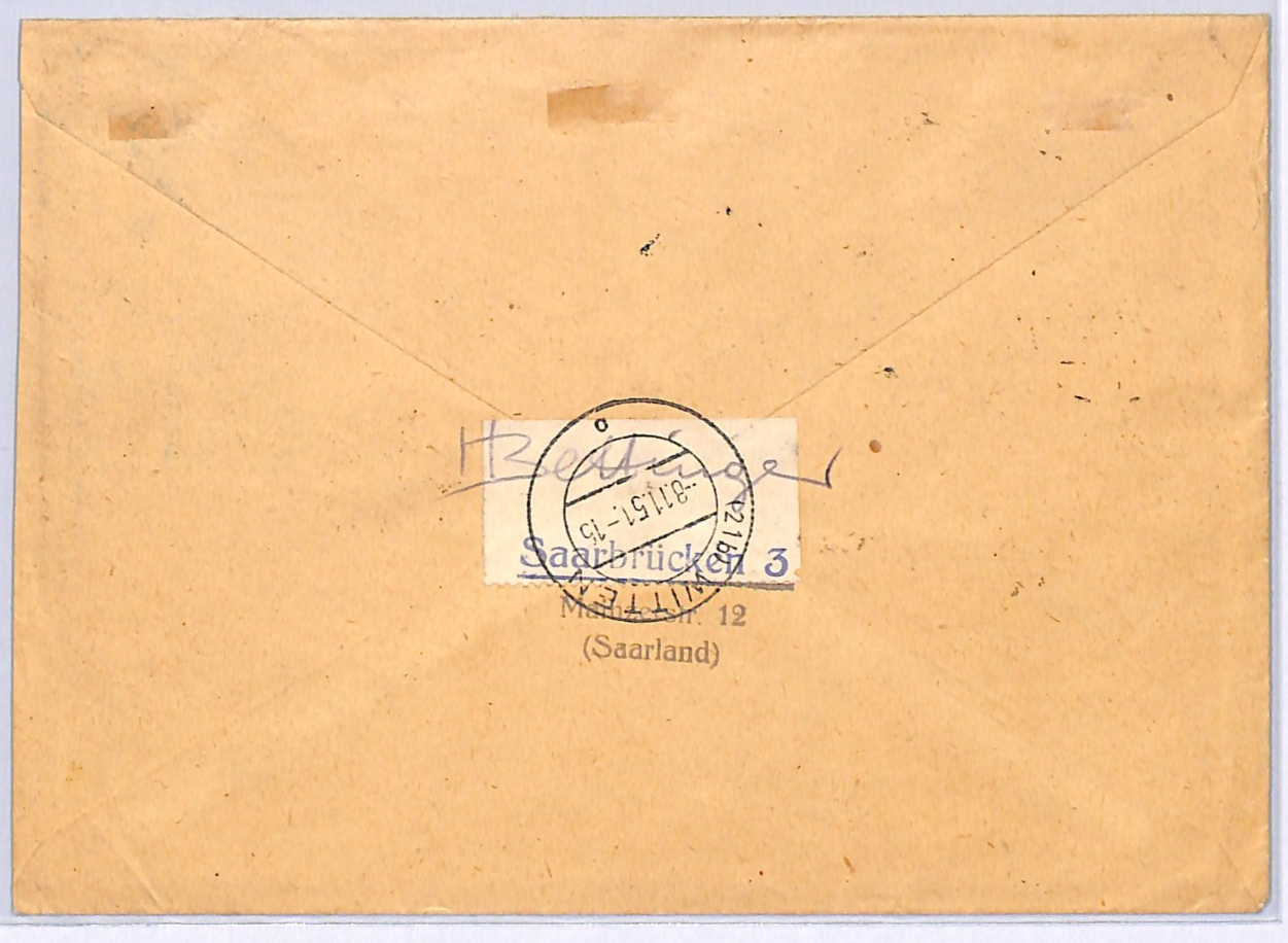 SAAR Cover *VOLKSHILFE* 1951 Registered Set{5} Used Saarbrücken {samwells}XM60 - Image 5