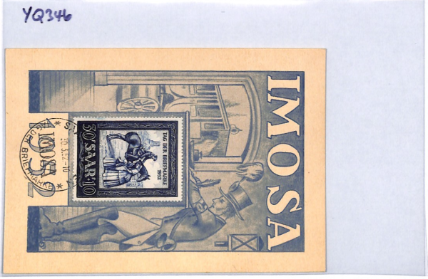 SAAR *IMOSA* 1952 MAXI-CARD Saarbrucken 30+10f POSTMAN HORSE {samwells}YQ346 - Image 11