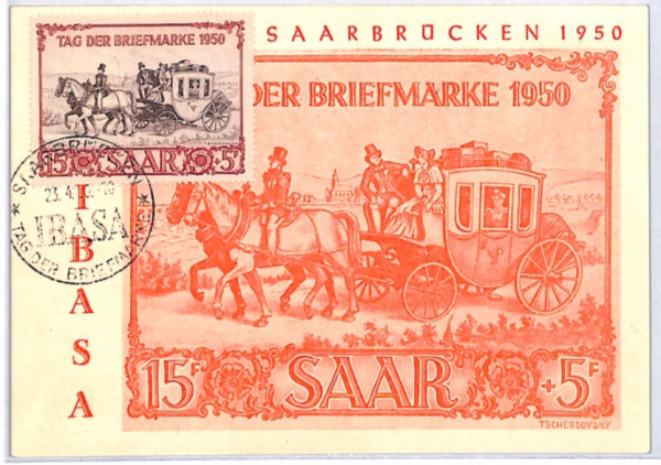 SAAR Mail-Coach MAXI-CARD Stamp Day 1950 Saarbrucken {samwells-covers}YQ317 - Image 3