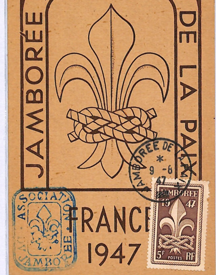 SCOUTING France Postcard SCOUTS Blue Cachet 1947 JAMBOREE CDS *Maxi-Card* WF288 - Image 3