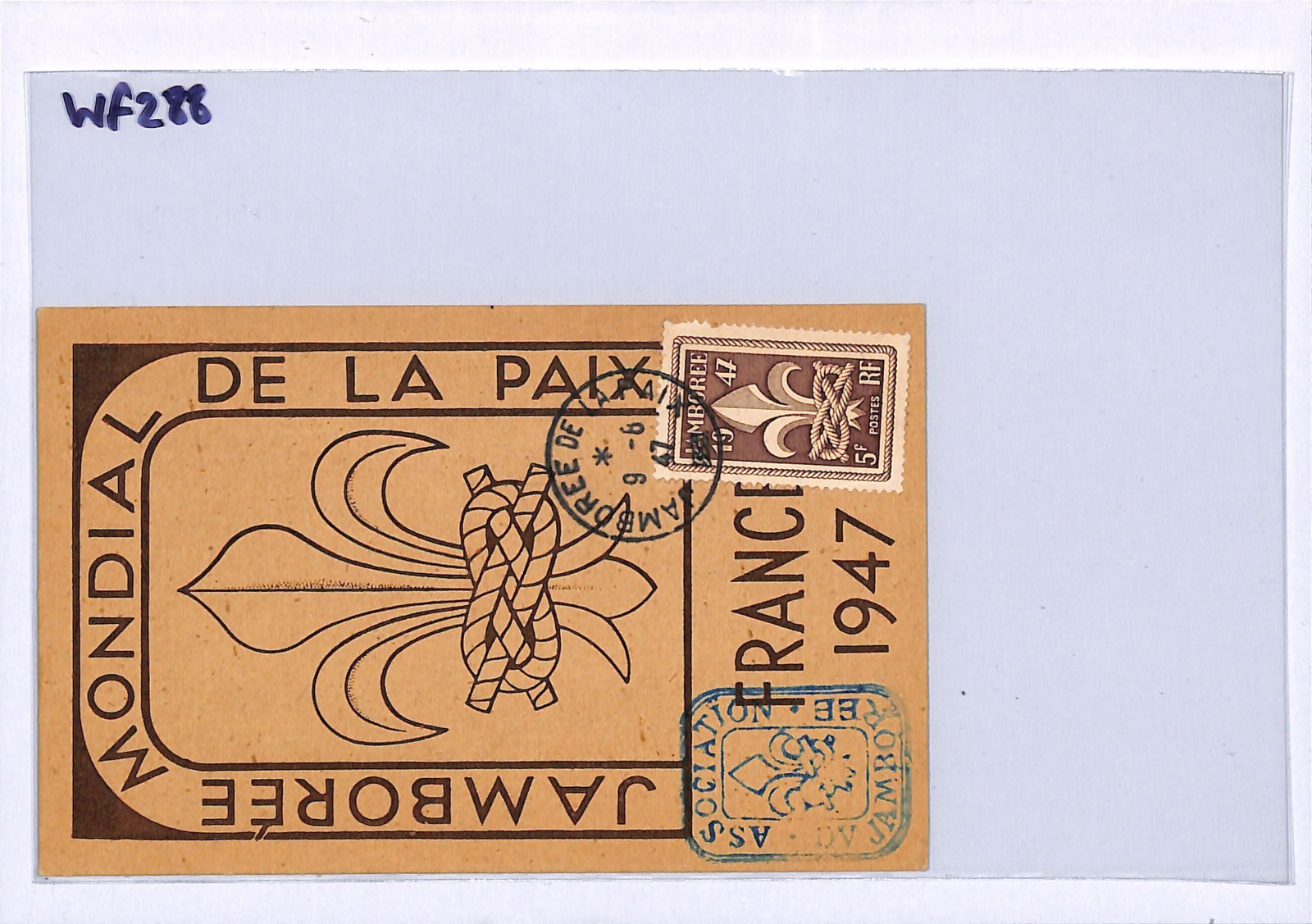 SCOUTING France Postcard SCOUTS Blue Cachet 1947 JAMBOREE CDS *Maxi-Card* WF288 - Image 5
