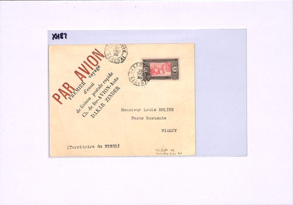 SENEGAL AOF Air Mail Cover 1925 FIRST FLIGHT NIGER Dakar-Niamey {Muller #8}XH87 - Image 9
