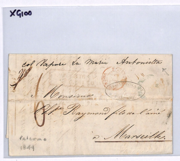 SICILY Cover 1849 Palermo LETTER Per SHIP *Marie Antoinette* Italy-France XG100 - Image 12