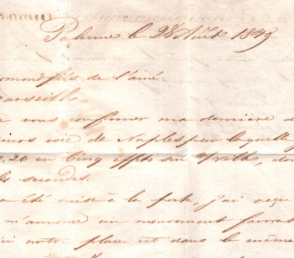 SICILY Cover 1849 Palermo LETTER Per SHIP *Marie Antoinette* Italy-France XG100 - Image 6