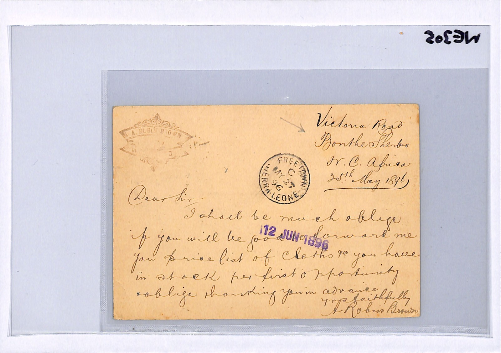 SIERRA LEONE QV Stationery Card *SHERBRO* CDS GB Somerset Wellington 1896 WE305 - Image 5