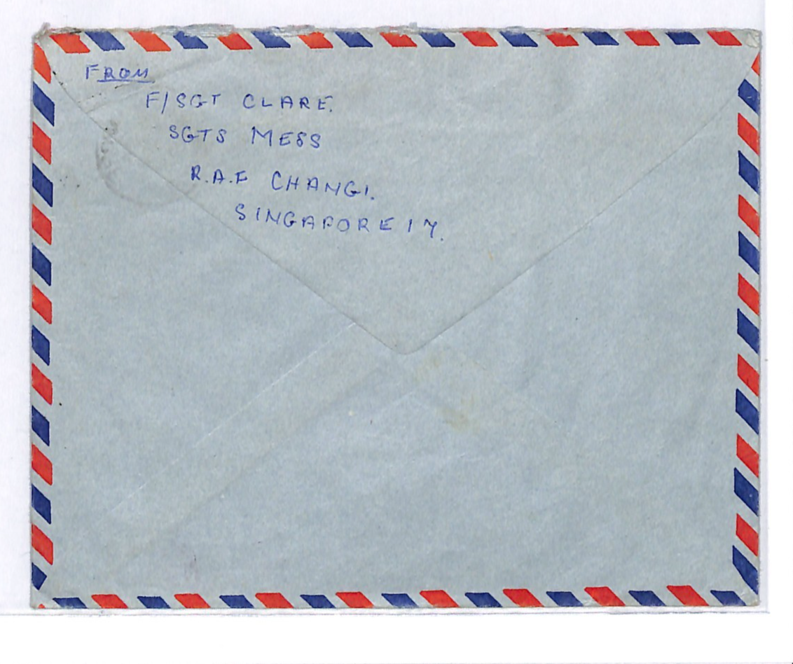 SINGAPORE 10c Fish Cover CHANGI Forwarded *RAF POST ROOM BENSON* Oxon WJ106 - Image 4