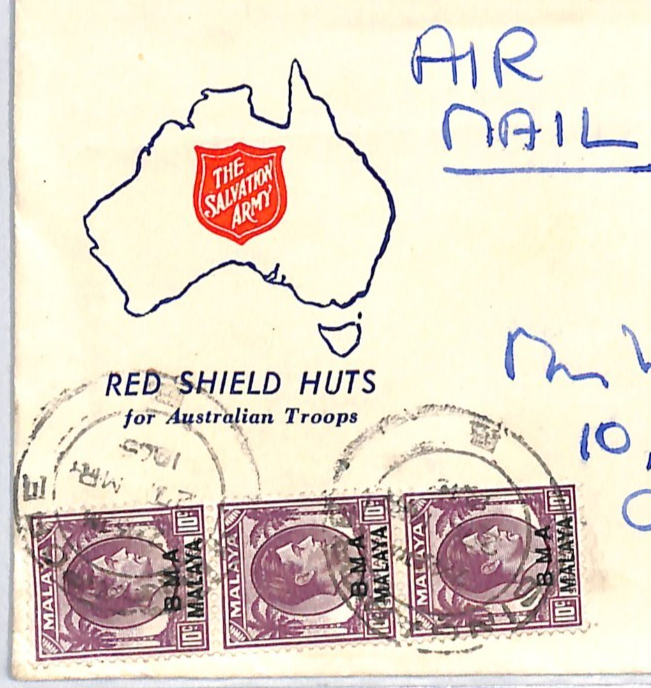 SINGAPORE BMA MALAYA Cover 1946? Australia Salvation Army GB London WJ58 - Image 3
