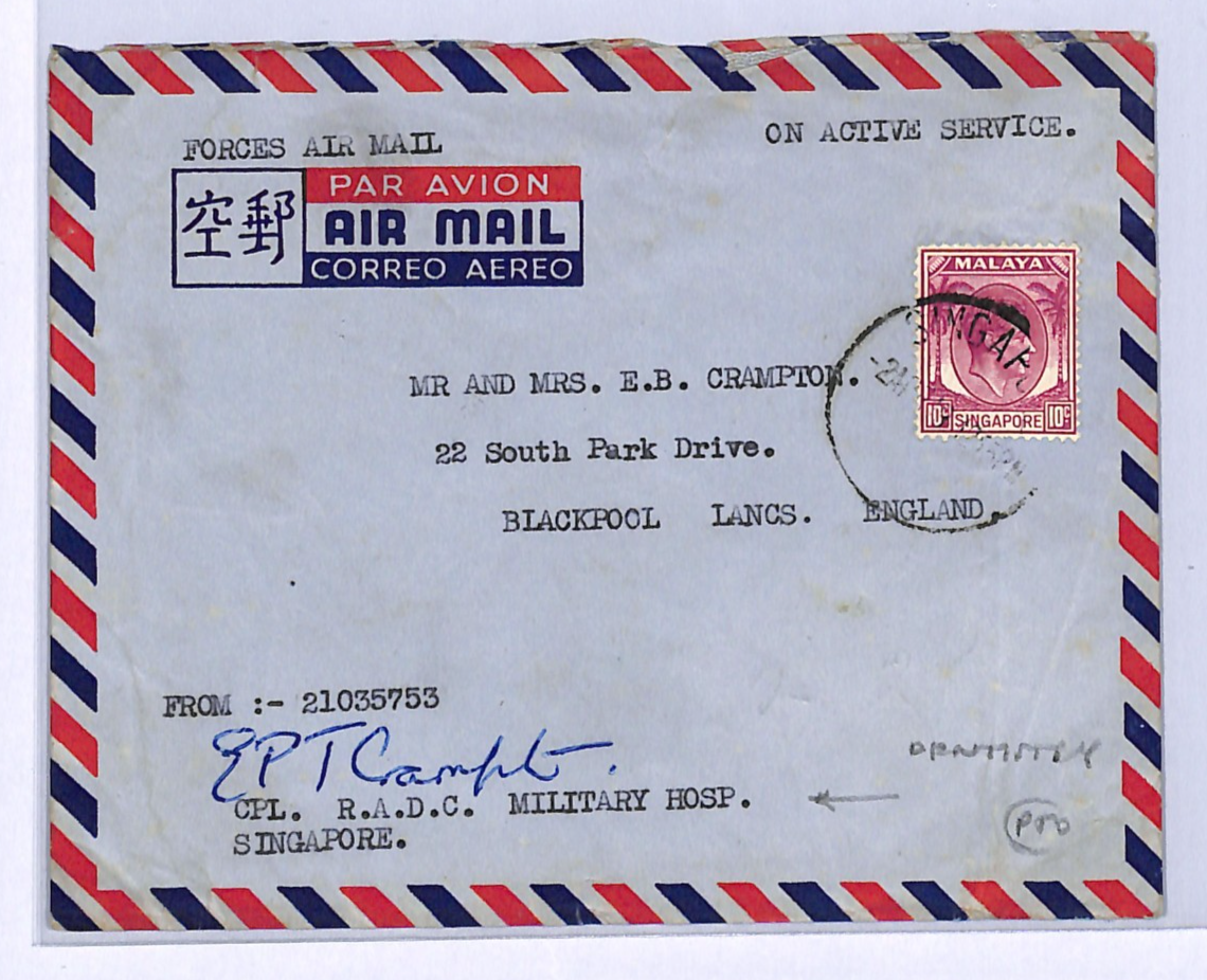 SINGAPORE BRITISH FORCES Malaya 1955 *DENTISTRY* Cover MILITARY HOSPITAL WH42 - Image 3