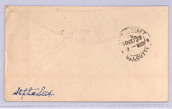 SOUTH AFRICA Air Mail Cover 1929 FIRST FLIGHT Johannesburg INDIA Calcutta WT25 - Image 3