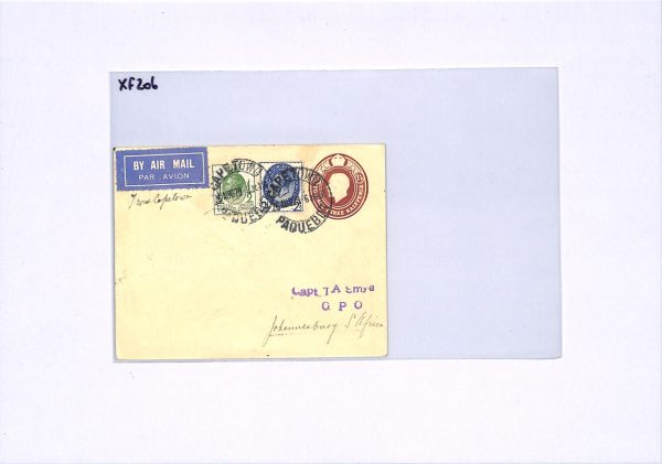 SOUTH AFRICA PAQUEBOT Air Mail GB Smye Cover 1929 *PUC* FRANKING Cape Town XF206 - Image 13