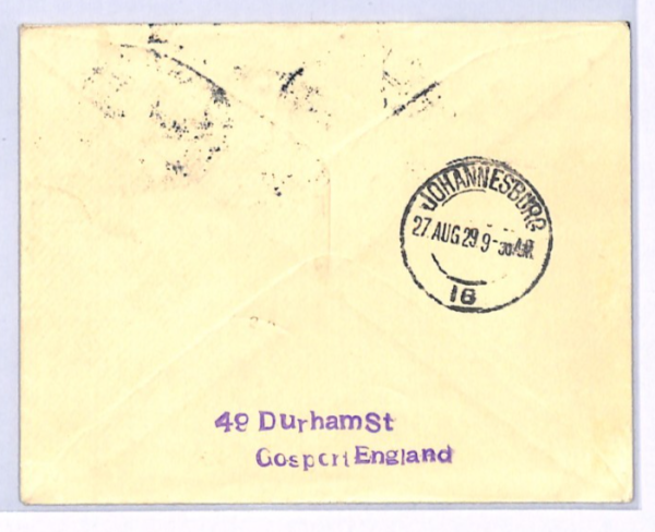 SOUTH AFRICA PAQUEBOT Air Mail GB Smye Cover 1929 *PUC* FRANKING Cape Town XF206 - Image 5