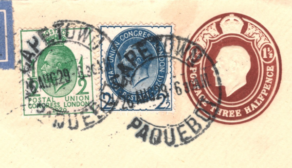 SOUTH AFRICA PAQUEBOT Air Mail GB Smye Cover 1929 *PUC* FRANKING Cape Town XF206