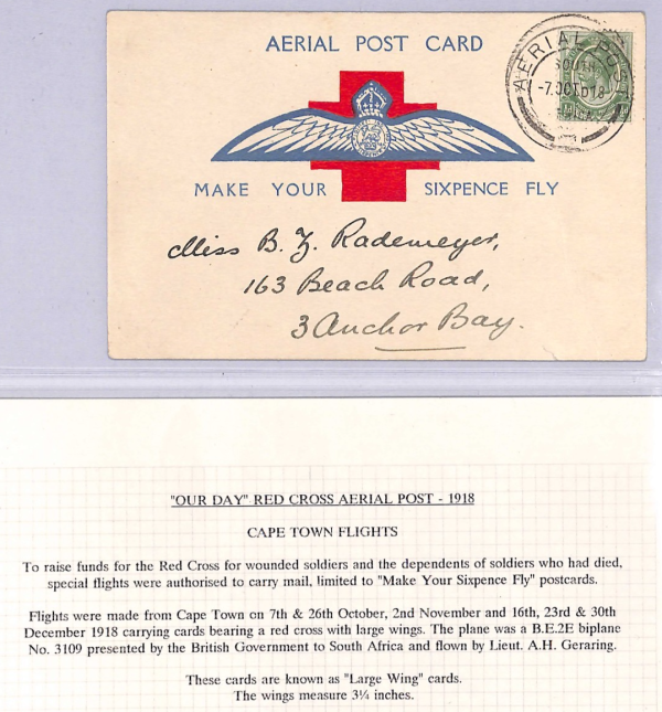 SOUTH AFRICA WW1 Air Mail 1918 *FIRST FLIGHT* RAF Large Wing 6d Postcard WT24 - Image 6